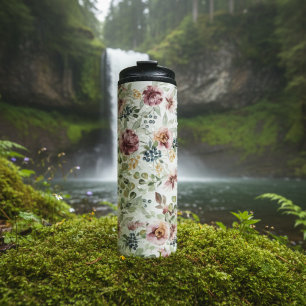Floral pastel design thermal tumbler