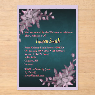 Floral Pastel Graduation Acrylic Invitation 