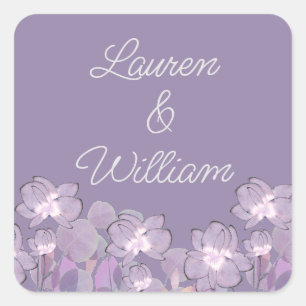 Floral pastel mauve purple blush  square sticker