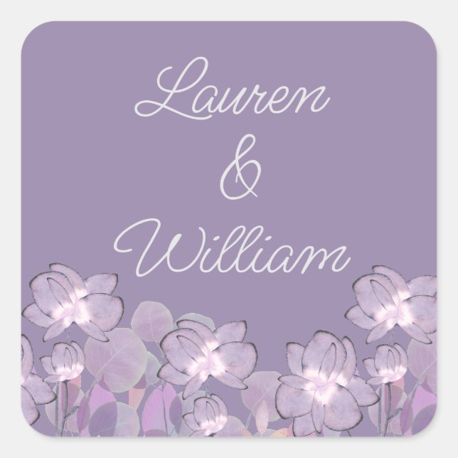 Floral pastel mauve purple blush  square sticker (Front)