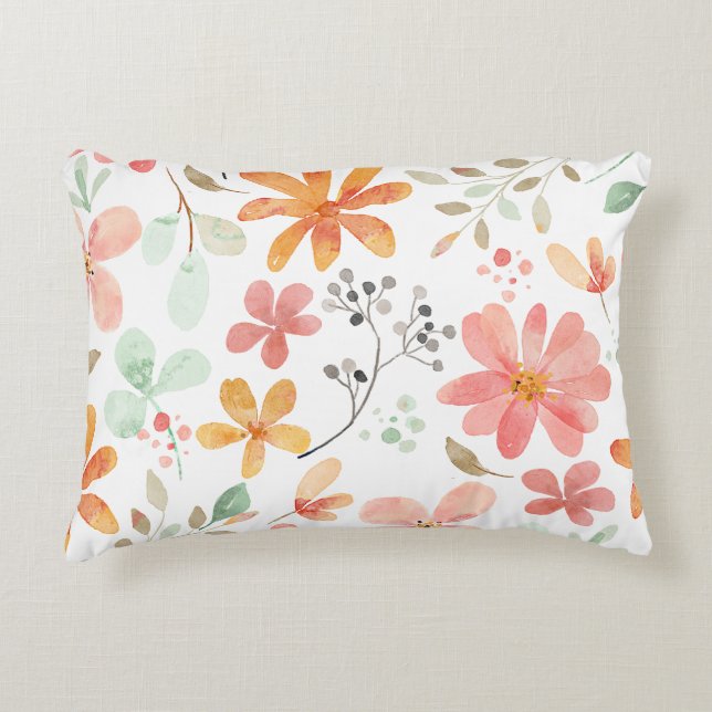 Floral Pastel Pattern Tranquillity Accent Pillow (Front)
