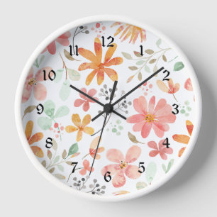 Floral Pastel Pattern Tranquillity Clock