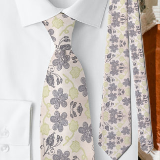 Floral Pastel Pink Botanical Special Occasion Tie