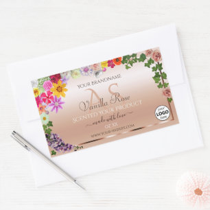 Floral Pastel Pink Product Label Monogram and Logo