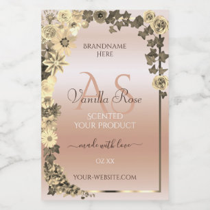 Floral Pastel Rosy Blush Product Labels Initials