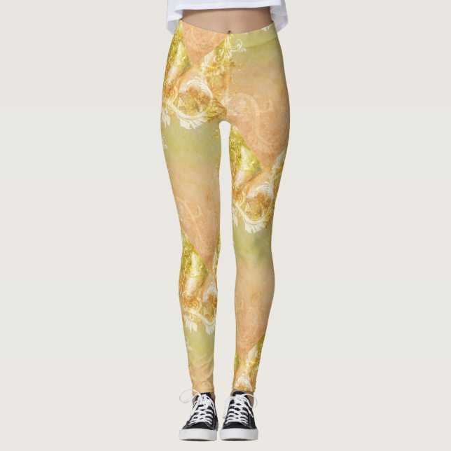 Floral pastel summer garden women diy leggings (Front)