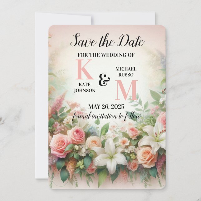 Floral Pastel Wedding Save The Date (Front)