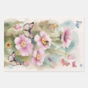 Floral pastel wrapping paper sheet