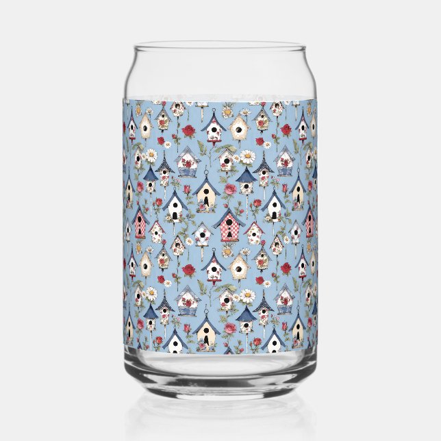 Floral Patchwork Birdhouses & Sky Blue Background (Recto)