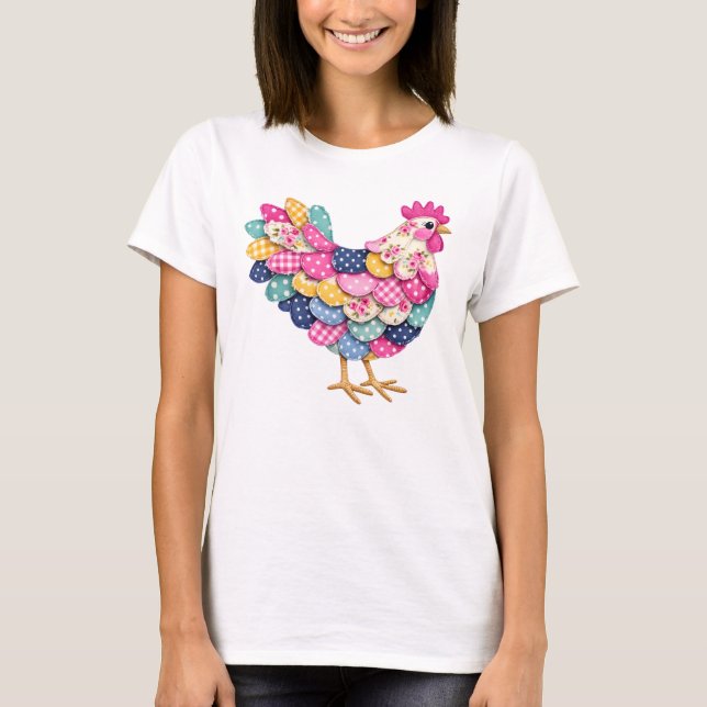 Floral Patchwork Chicken for Chicken Moms T-Shirt (Front)