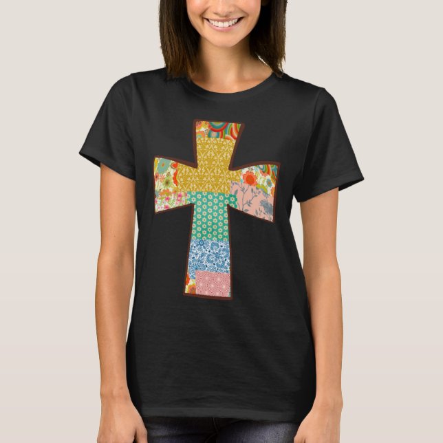Floral Patchwork Cross T-Shirt (Front)