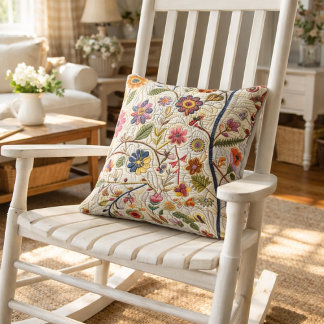 Floral Patchwork Design Throw Pillow