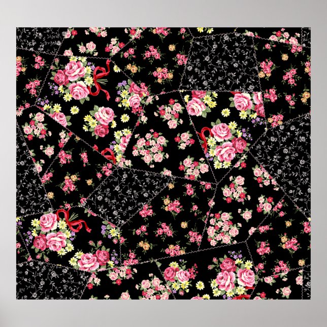 Floral Patchwork: Pretty Seamless Design. Poster (Front)