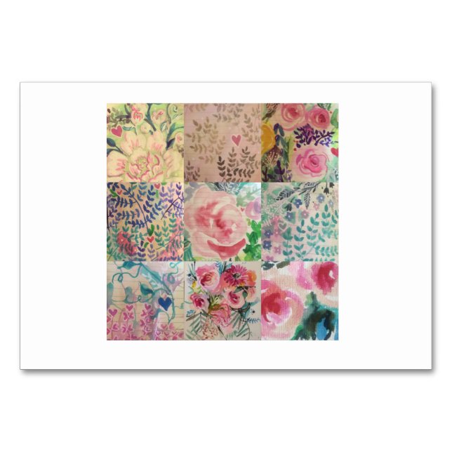 Floral patchwork table number (Front)