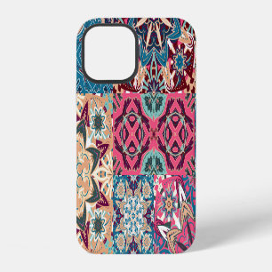 Floral patchwork: vintage chequered pattern. iPhone 12 case