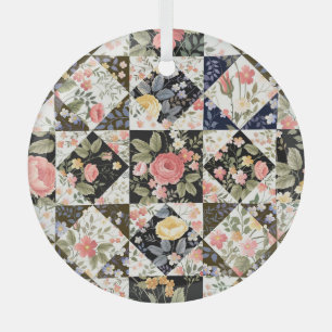 Floral Patchwork: Vintage Mix Glass Ornament