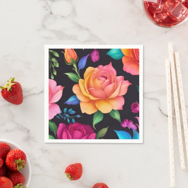 Floral Patern Rose Napkins (Insitu)