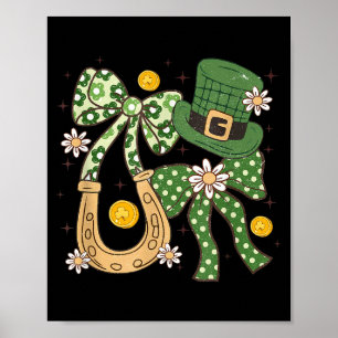 Floral Patricks Coquette,retro Shamrock Funny Gift Poster