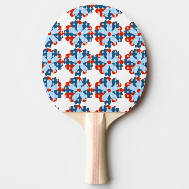 Floral Patriotic Fun Flower Ping Pong Paddle (Front)