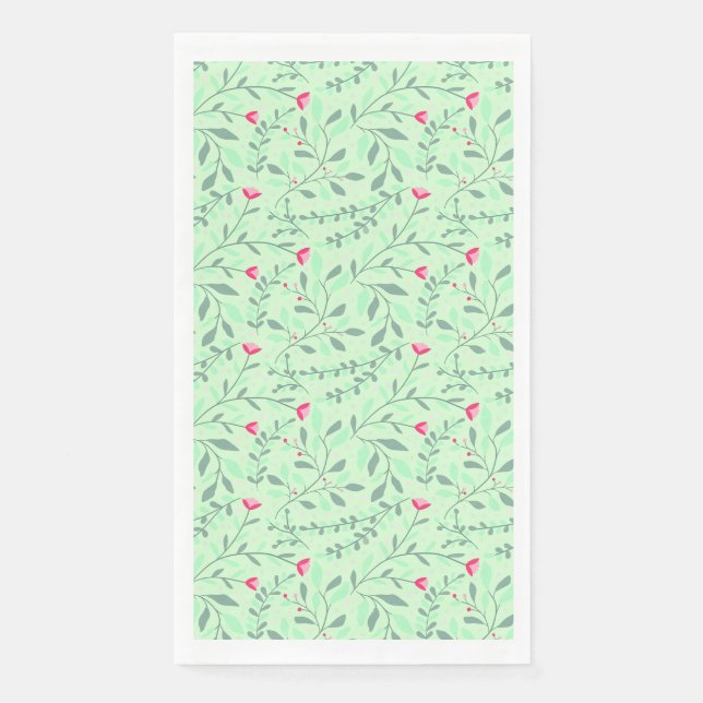 Floral pattern.05.FR.pink and Lgreen LGreen BG Napkin (Front)