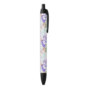 Floral Pattern 10 Black Ink Pen