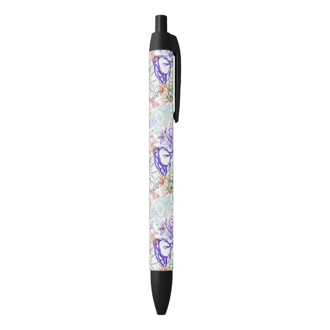 Floral Pattern 10 Black Ink Pen (Bottom (Vertical))