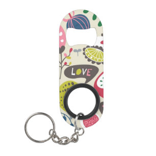 Floral Pattern 13 Keychain Bottle Opener