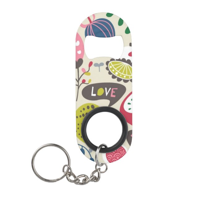 Floral Pattern 13 Keychain Bottle Opener (Front)
