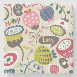 Floral Pattern 13 Stone Coaster