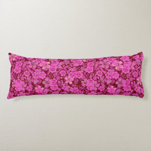 Floral pattern 15.Pink DRed BG Body Pillow