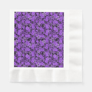 Floral pattern 15.Purple.b Black BG Napkin