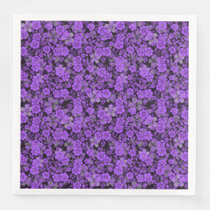 Floral pattern 15.Purple.b Black BG Napkin