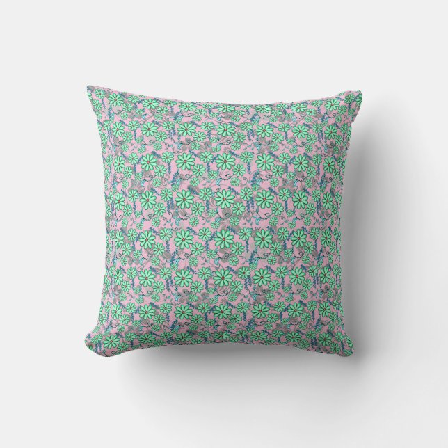 Floral pattern 17.b Lpink BG Throw Pillow (Front)