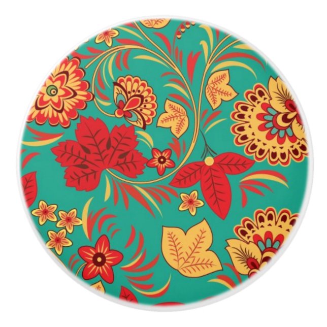 Floral pattern 2 ceramic knob (Front)