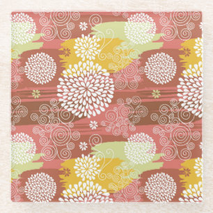 Floral pattern 2 glass coaster
