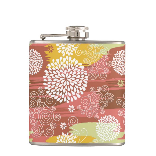 Floral pattern 2 hip flask (Front)