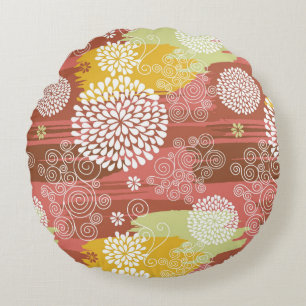 Floral pattern 2 round pillow
