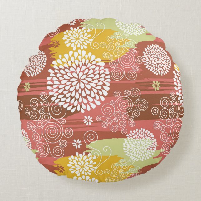 Floral pattern 2 round pillow (Front)