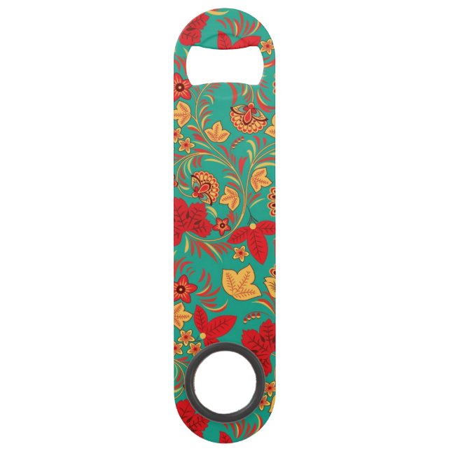 Floral pattern 2 speed bottle opener (Front)