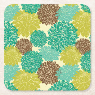 Floral Pattern 2 Square Paper Coaster