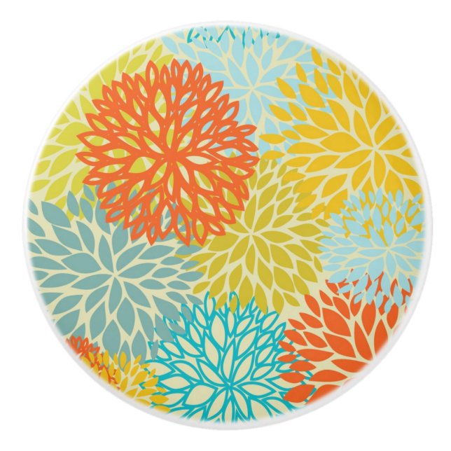 Floral pattern 3 ceramic knob (Front)