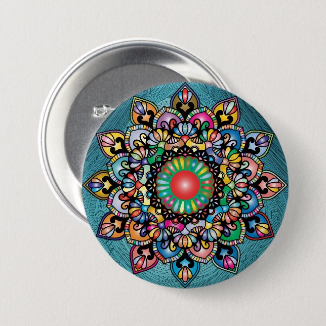 Floral Pattern 3 Inch Round Button (Front & Back)