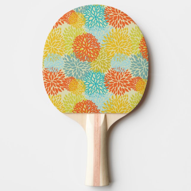 Floral pattern 3 ping pong paddle (Front)