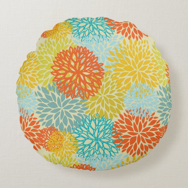 Floral pattern 3 round pillow (Front)
