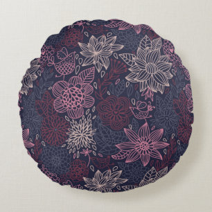 Floral pattern 4 2 round pillow