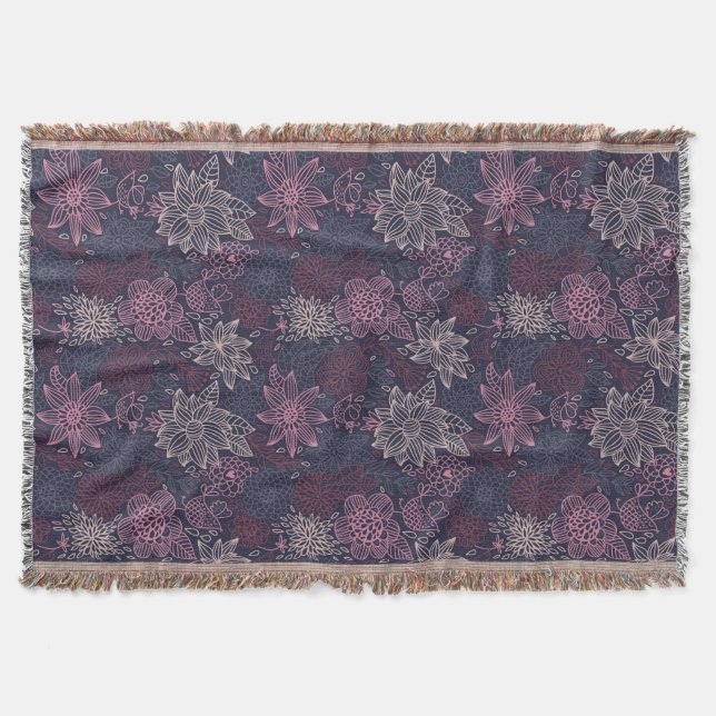 Floral pattern 4 3 throw blanket (Front)