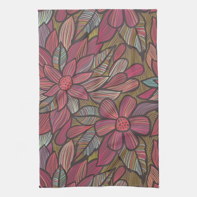 Floral pattern 4 kitchen towel (Vertical)