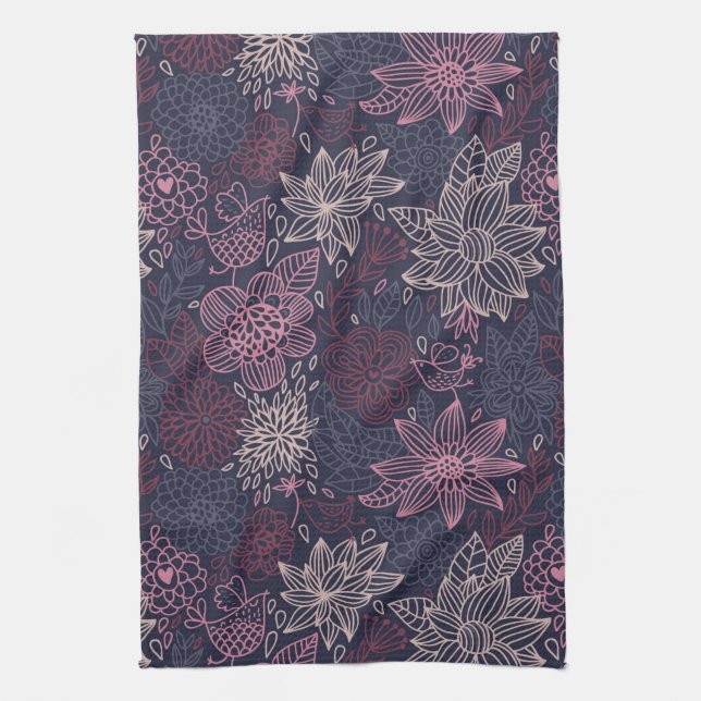 Floral pattern 4 kitchen towel (Vertical)