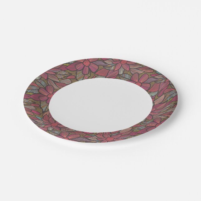 Floral pattern 4 paper plate (Angled)