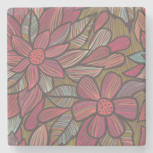 Floral pattern 4 stone coaster